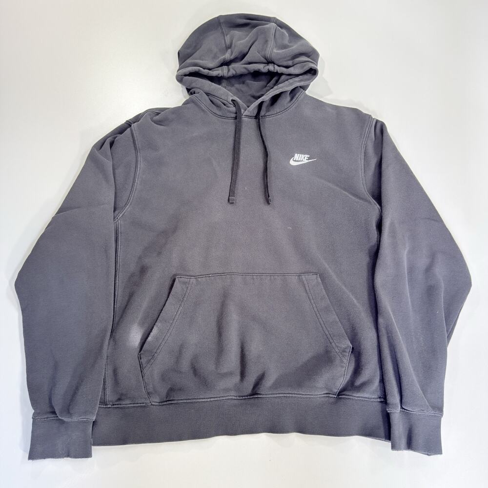 Nike Hoodie Mens M Medium Black Fleece Pullover Sweatshirt Hooded Swoosh Blank